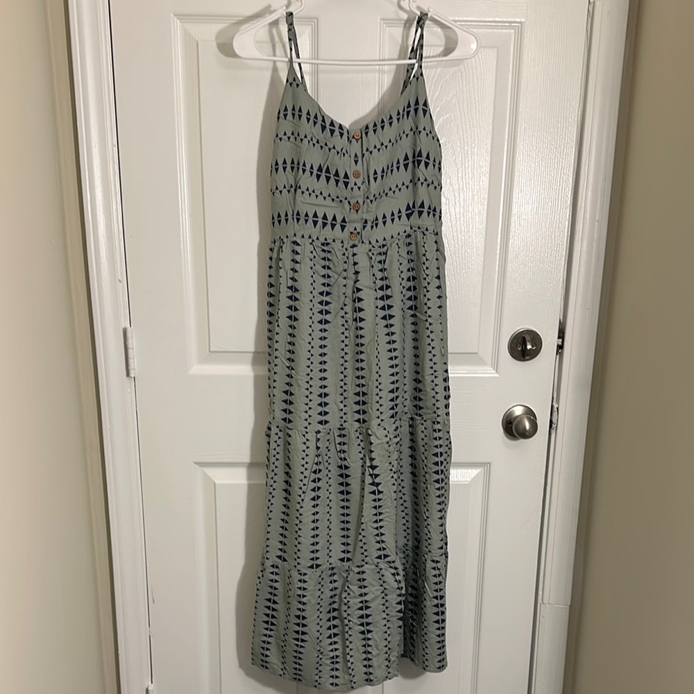 Stylish Blue Patterned Maxi Dress